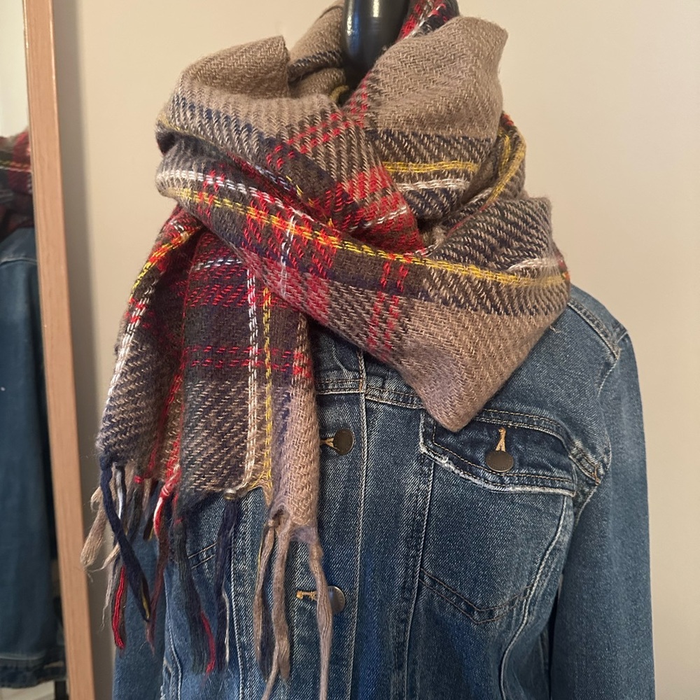 Plaid Fringe Scarf